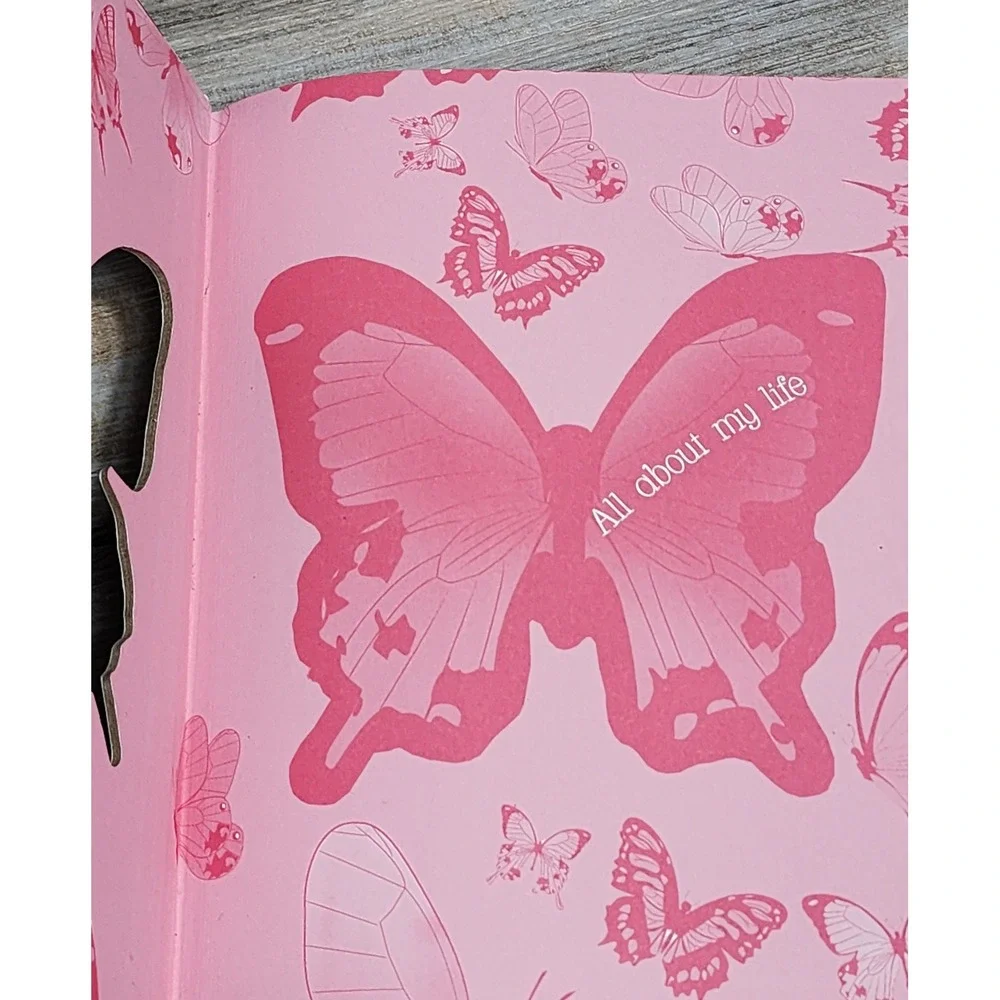 Butterfly Hardcover Journal All About My Life Die-Cut Glitter Diary Notebook